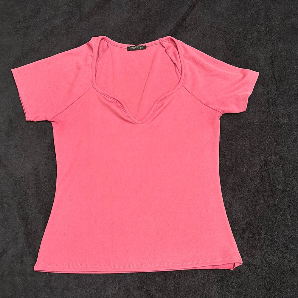 Paper moon ribbed pink shirt